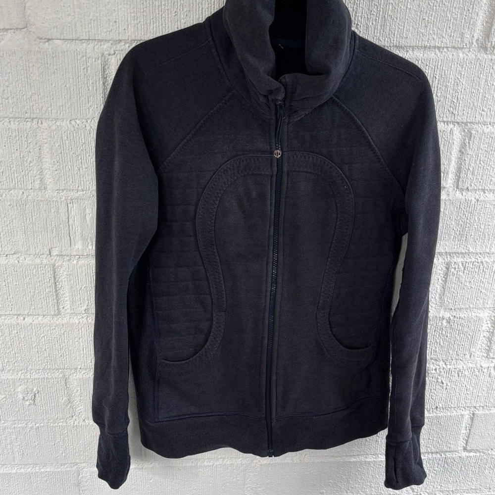 Lululemon Cuddle Up Navy Scuba Zip-Up Jacket with High Collar sz 10